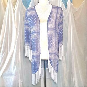 NWT Chan Luu Fringed Bandana Print Kimono